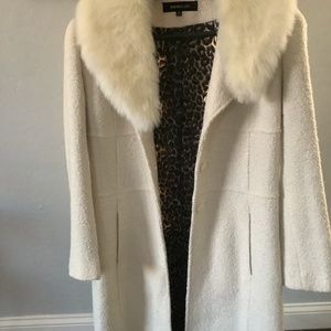 Boucle Cream  Coat with removable fur color